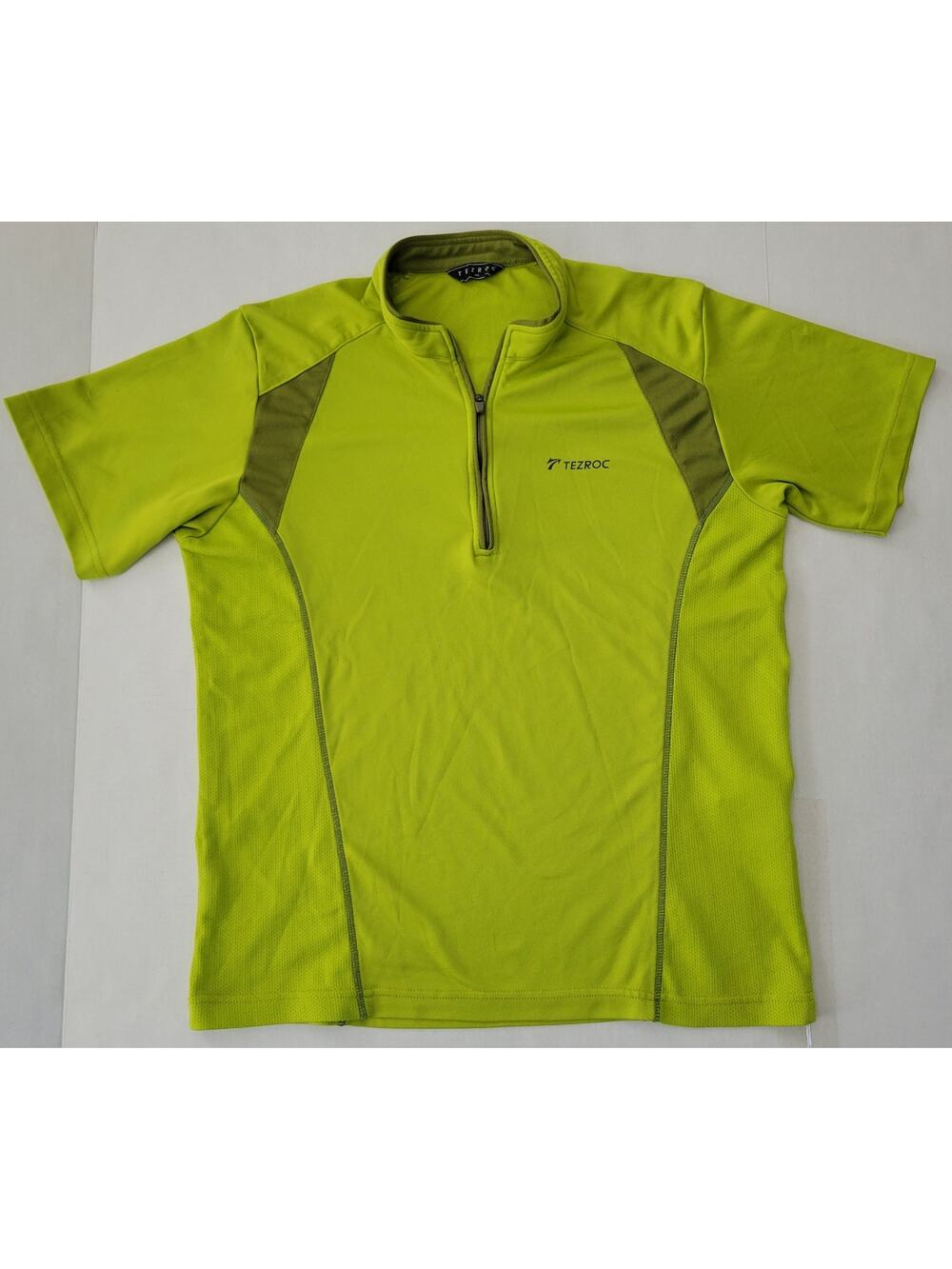 TezRoc 100 Chatreuse Green Qtr Zip Trail Running Athletic Tee Pullover Size XL